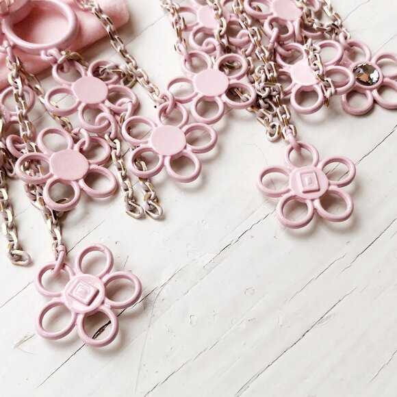 Dannijo Elyse Pink Flower Drop Earrings - Picture 2 of 3